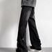 Men's Black Flared Cargo Jeans – High Street Style With Patchwork Design, Straight Leg Loose Fit For Trendy & Cool Look (S-3XL)_mkmklike.com