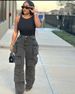 European And American Women's Fashion Jeans, New Products, Trendy Multi-pocket Washed Work Pants, Hot-selling_mkmklike.com