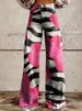 Ladies Eye‑Catching Y2k Flare Bottoms, Vintage Washed Star All‑Over Print High Waist Wide Leg Pants, Multiple Available Hues_mkmklike.com