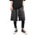 Men's Vintage Workwear Denim Shorts Distressed Raw Hem Multi-Pocket Cargo Design 5-Inch Inseam Retro Streetwear Blue Black S-3XL_mkmklike.com