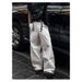 High Street White Straight Leg Jeans For Men - Distressed Washed Wide Fit Casual Denim Pants With Whisker Details_mkmklike.com