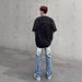 Men's Clothing Ripped Flared Jeans Men's Distressed Washed Ripped Flare Jeans - Vintage High Street Cleanfit Vibe Straight Denim Pants_mkmklike.com