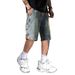 Men's Retro Blue Shorts Decorative Button Details 5 Inch Inseam Loose Straight Leg Casual Breathable Summer Shorts_mkmklike.com