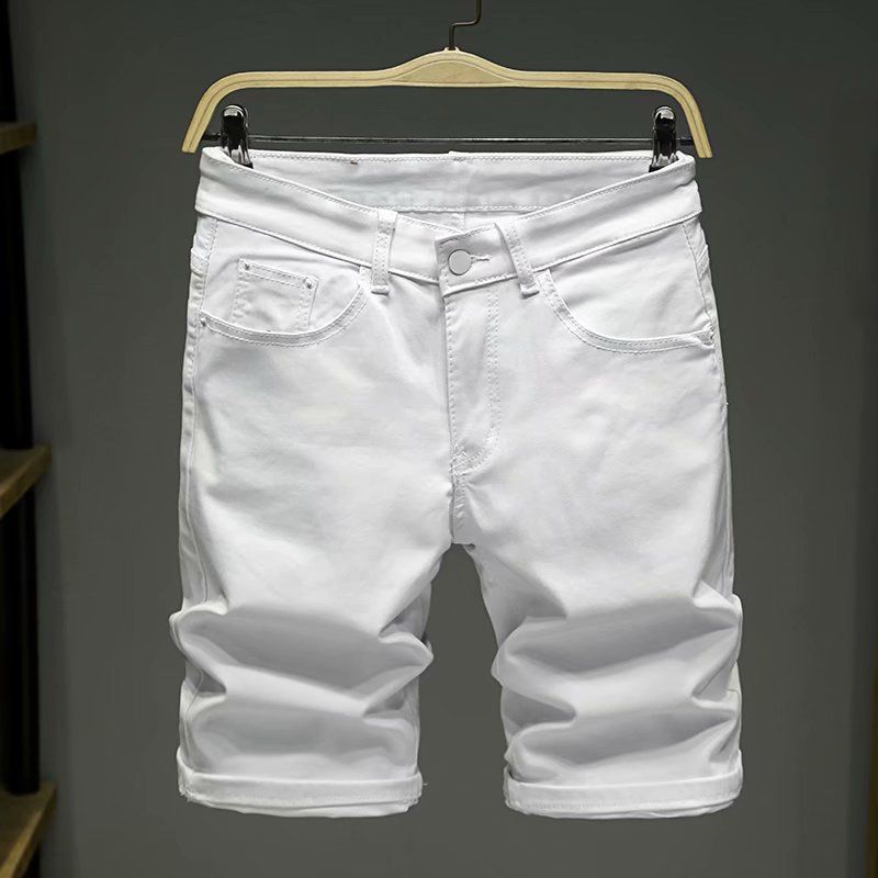 Men's Japanese Vintage Distressed Denim Shorts – Relaxed Fit Mid-Length Cargo Shorts With Elastic Waist (M-3XL, Black/Blue/White)_mkmklike.com