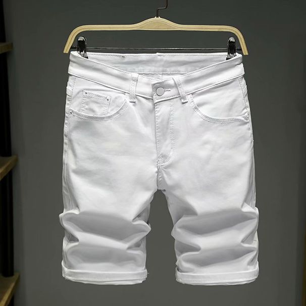 Men's Japanese Vintage Distressed Denim Shorts – Relaxed Fit Mid-Length Cargo Shorts With Elastic Waist (M-3XL, Black/Blue/White)_mkmklike.com