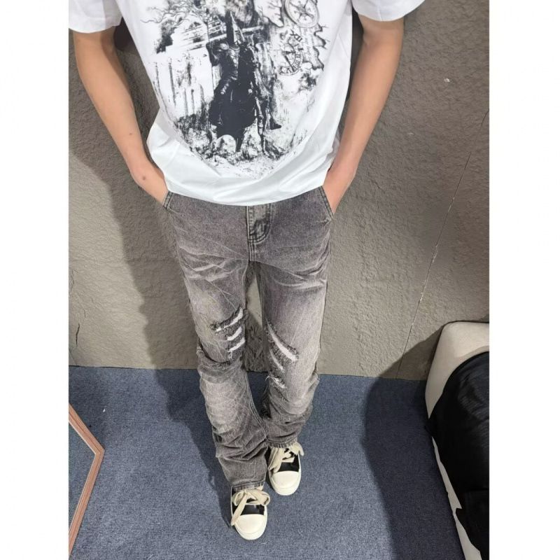 Men's Slim Fit Skinny Jeans Trendy Brand Ripped Distressed Patchwork Motorcycle Style_mkmklike.com