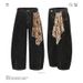 Men's Clothing Retro Machete Design Jeans Men And Women Trendy Brand Wide Leg Loose Cleanfit Pants Summer_mkmklike.com