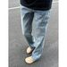 Spring Splatter Ink Niche Wash Trendy Jeans For Men Style Retro Distressed Casual Straight Leg Pants_mkmklike.com