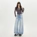 2025 Autumn New Korean Style Fashionable Ripped Wide-Leg Pants For Women, Versatile Loose Slimming Denim Trousers_mkmklike.com