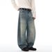 Punk Washed Vintage Scimitar Jeans Men's Loose Wide-Leg Handmade Distressed Oversized Sickle Pants_mkmklike.com