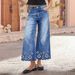 Women's Fashionable Embroidered Stretchy Loose Casual Cropped Jeans Relaxed Everyday Wear Versatile Comfortable Feshion Trend_mkmklike.com