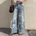 Women's Printed Wide-Leg Jeans – High-Waisted Loose Fit Denim Pants For Bold Streetwear Looks_mkmklike.com