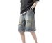 Ripped Denim Shorts Men's Summer Thin American High Street Trendy Brand Wear Straight-leg Pants Ruffian Handsome Casual Five-point Pants_mkmklike.com