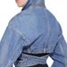 Design Sense Top Coat Cross Lapel Hollow Out Waistband Belt Short Women's Denim Jacket_mkmklike.com