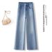 Light Blue Rhinestone Embroidered Straight-leg Jeans For Women, Spring And Autumn 2026 New High-waisted Slim-fit Narrow_mkmklike.com
