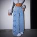 Trendy High-Waisted Butterfly Print Denim Jeans For Women - Vintage Washed Stretch Comfort Fit Straight Leg Casual Pants_mkmklike.com