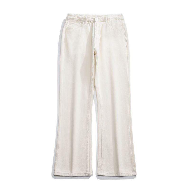 LKTM Men's # Cleanfit American Beige Jeans Men's High Street Vibe Trend Brand Rugged And Cool Micro Pull Pants_mkmklike.com