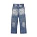 Men's Clothing High End Lightning Crack Washed Old Design Jeans Retro Loose Casual Trousers_mkmklike.com