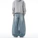 Men's Clothing & Archer0603 & American Style Blue Curved Blade Jeans For Men And Women, Washed, Three Dimensional Retro, Slimming Wide Leg Pants_mkmklike.com