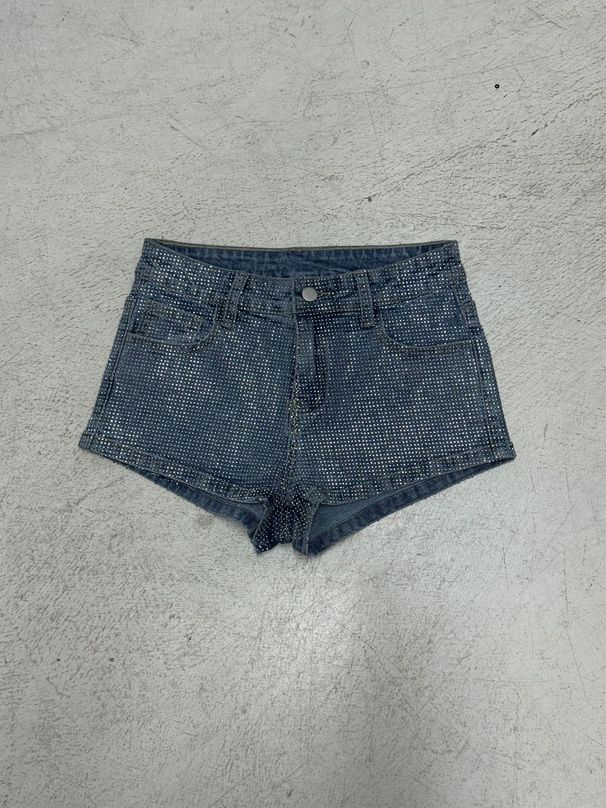 Women's High Waist Rhinestone Embellished Denim Shorts – Sexy Butt Lifting Hot Pants, Stretchy Fitted Short Shorts, Streetwear Party Clubwear_mkmklike.com