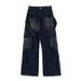Men's Clothing Straight Leg Street Style Distressed Straight-Leg Cargo Jeans With Multiple Pockets – Loose Fit Streetwear Style For Autumn & Spring_mkmklike.com