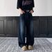 Men's Wide Leg Jeans Retro Embroidered Deconstructed High Street Style Loose Trousers Youthful Draped Design_mkmklike.com
