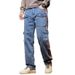 Contrasting Striped Jeans Men's Retro Loose Straight Pants American Multi-Pocket Tooling Version_mkmklike.com