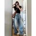 American Retro Wide-leg Jeans For Women, 2025 Spring And Autumn New Style, Plus-size, Loose-fitting, Slimming,_mkmklike.com
