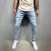 Men's Trendy Ripped Jeans Washed Street Style Cool Trousers European American Foreign Trade Factory Direct Sales Dropshipping_mkmklike.com