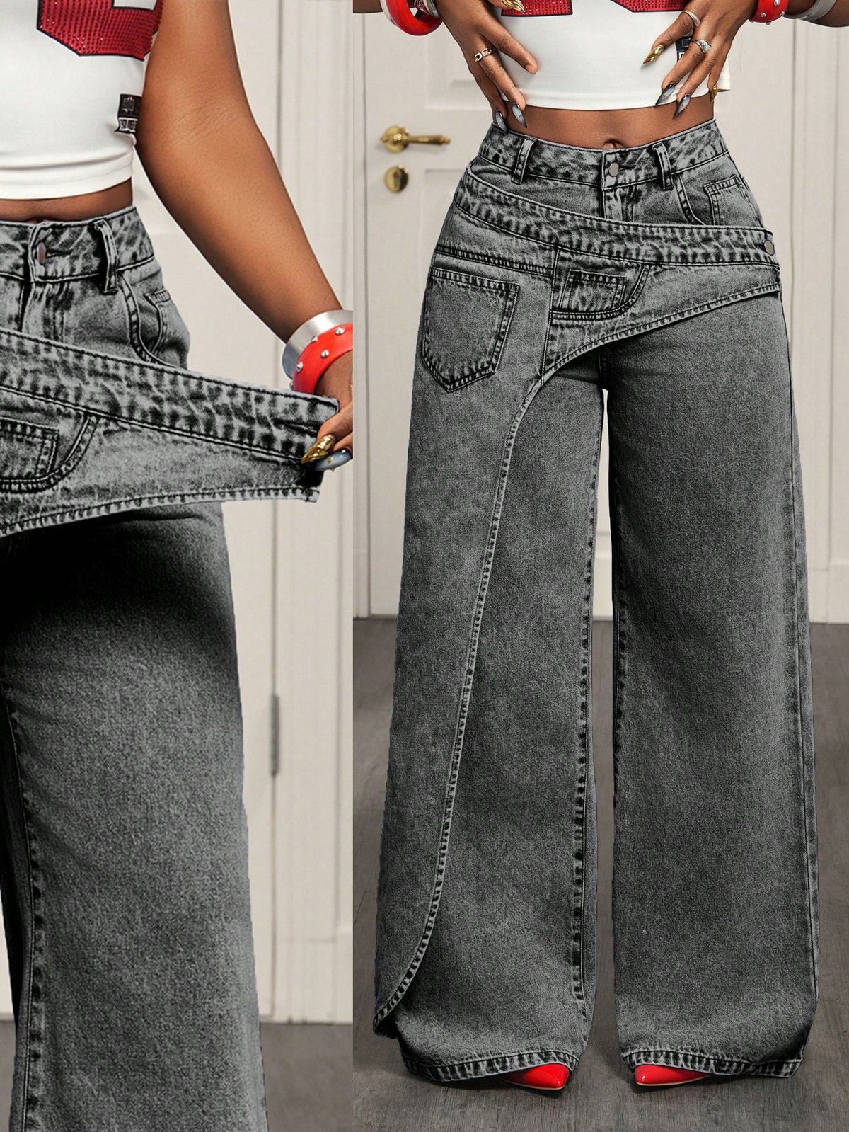 Versatile Casual Women's Jeans Long Pants Trendy Design Relaxed Everyday Wear Versatile Comfortable Feshion Trend_mkmklike.com