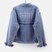 K Embroidered Denim Jacket For Women; New Style; Light-colored Denim Short Jacket For Women; Loose And Slimming; Versatile_mkmklike.com