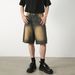 Men's Clothing Men's Loose Straight Denim Shorts Summer Retro Distressed Blue Versatile Hot Pants Trendy Brand_mkmklike.com