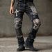 Women's 3D Floral Print Jeans - High-Stretch Polyester Denim Pants, Colorful Botanical Design, Mid-Rise Straight Leg_mkmklike.com