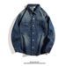 American High Street Spring Autumn Washed Denim Long Sleeved Shirt, Brand Workwear, Rugged And Handsome, Old-Fashioned_mkmklike.com