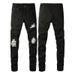 Men's Clothing Fashion Brand High Street Men's Slim Ripped Silver Patch Men's Jeans Men's Pants Small Feet_mkmklike.com