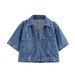 Women's Clothing New Short Denim Shirt Double Breasted Denim Skirt Pants_mkmklike.com