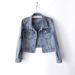 "Vintage Beaded Denim Jacket For Women – Heavy Washed Cropped & Loose Fit (Black/Light Blue)"_mkmklike.com