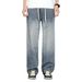 New Spring Jeans, Loose Straight Leg Elastic Waist Pants, Men's 2025 New Casual Trendy Brand_mkmklike.com
