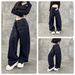 Vintage High Street Distressed Denim Jeans For Men & Women - Relaxed Fit Wide Leg Straight Pants With Sickle Cut, Dark Blue & Indigo Wash_mkmklike.com