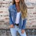 Women's Classic Denim Jacket – Lightweight Spring/Summer Stretch Coat With Button Front & Chest Pockets (Dark Blue/Light Blue, S-2XL)_mkmklike.com