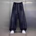 Men's Heavyweight Gradient Color Striped Jeans Loose Wide Leg Curved Scimitar Cargo Pants Multi Pocket 2026 New Fashion_mkmklike.com