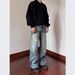 Men's Distressed Ripped Jeans Loose Fit Wide Leg American High Street Trendy Edgy Style_mkmklike.com