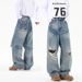 Distressed Loose Fit Denim Jeans For Men – High Street Fashion | Ripped Washed Vintage Wide Leg Pants_mkmklike.com