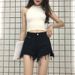 Trendy Girl Closet Trendy Girl Closet Plus Size Chain Denim Shorts Women 2025 New Style For Chubby Girls MM Split High Waist Pants_mkmklike.com