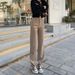 Khaki High-Waisted Straight-Leg Jeans For Women, Spring New Loose Slimming Cigarette Pants, Autumn Wear_mkmklike.com