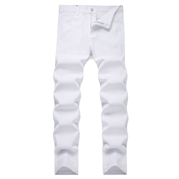Men's Clothing White Slim Fit Stretchy Jeans For Men Trendy Fashionable Long Pants By High End Brand_mkmklike.com