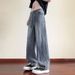 Spring New Jeans Men's Loose Micro-wide Straight Casual Pants Striped Velvet High Street Mud Yellow Trousers_mkmklike.com