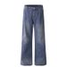 2025 New French Work Blue Jeans For Men And Women Loose Casual Vintage Distressed Ink Splash Ripped Pants_mkmklike.com