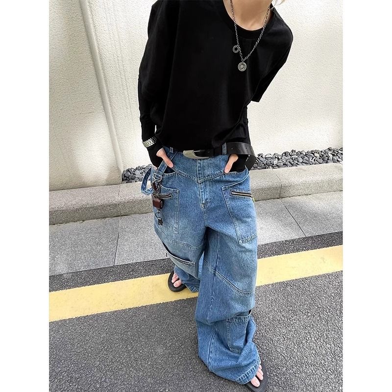 Vintage Heavyweight Denim Jeans – Relaxed Straight-Leg Workwear Pants For Men (XL-XXXL)_mkmklike.com