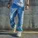 Cross-border Trade Men's Trendy Fashion Simple Loose Straight Casual Jeans_mkmklike.com